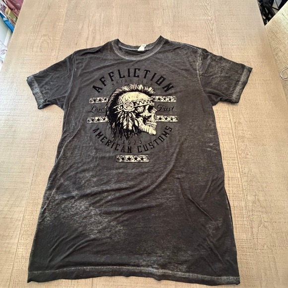 Affliction Other - Affliction American Customs Motor Club Skull Graphic T-Shirt Gray Mens XL